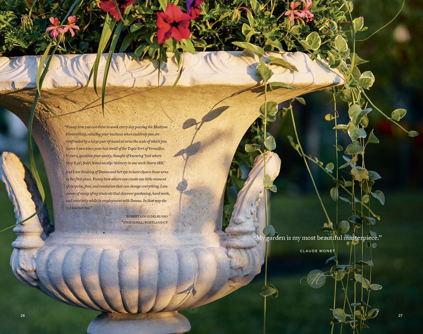 Madison Flower Shop Anniversary Brochure: “My garden is my most beautiful masterpiece.” Claude Monet