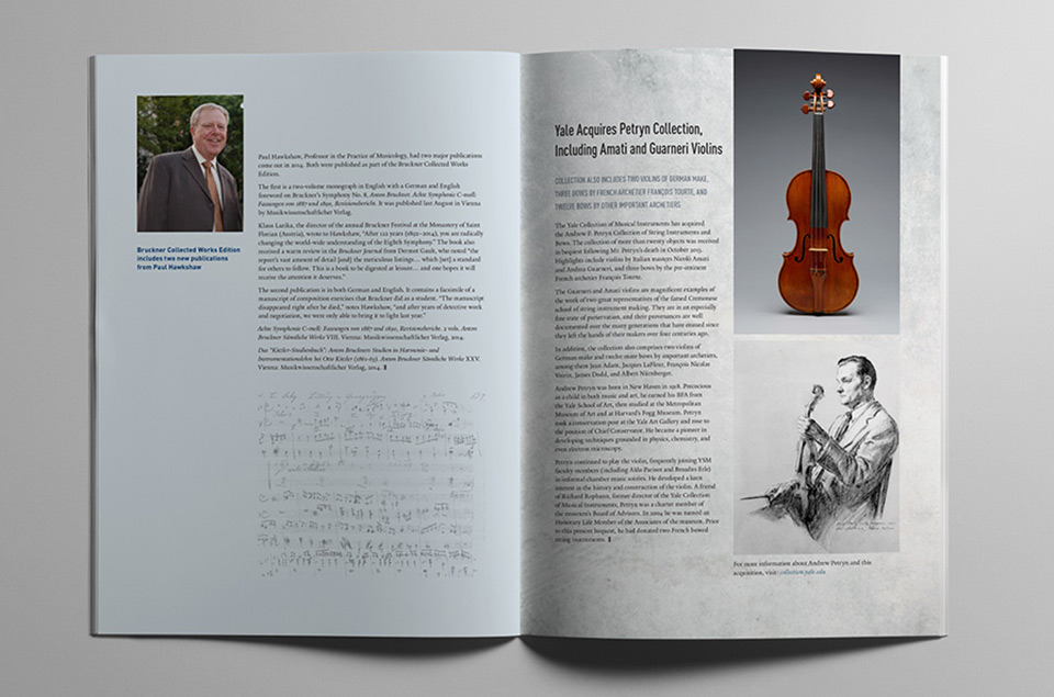 Yale University “Music at Yale” Magazine Graphic Design Pages