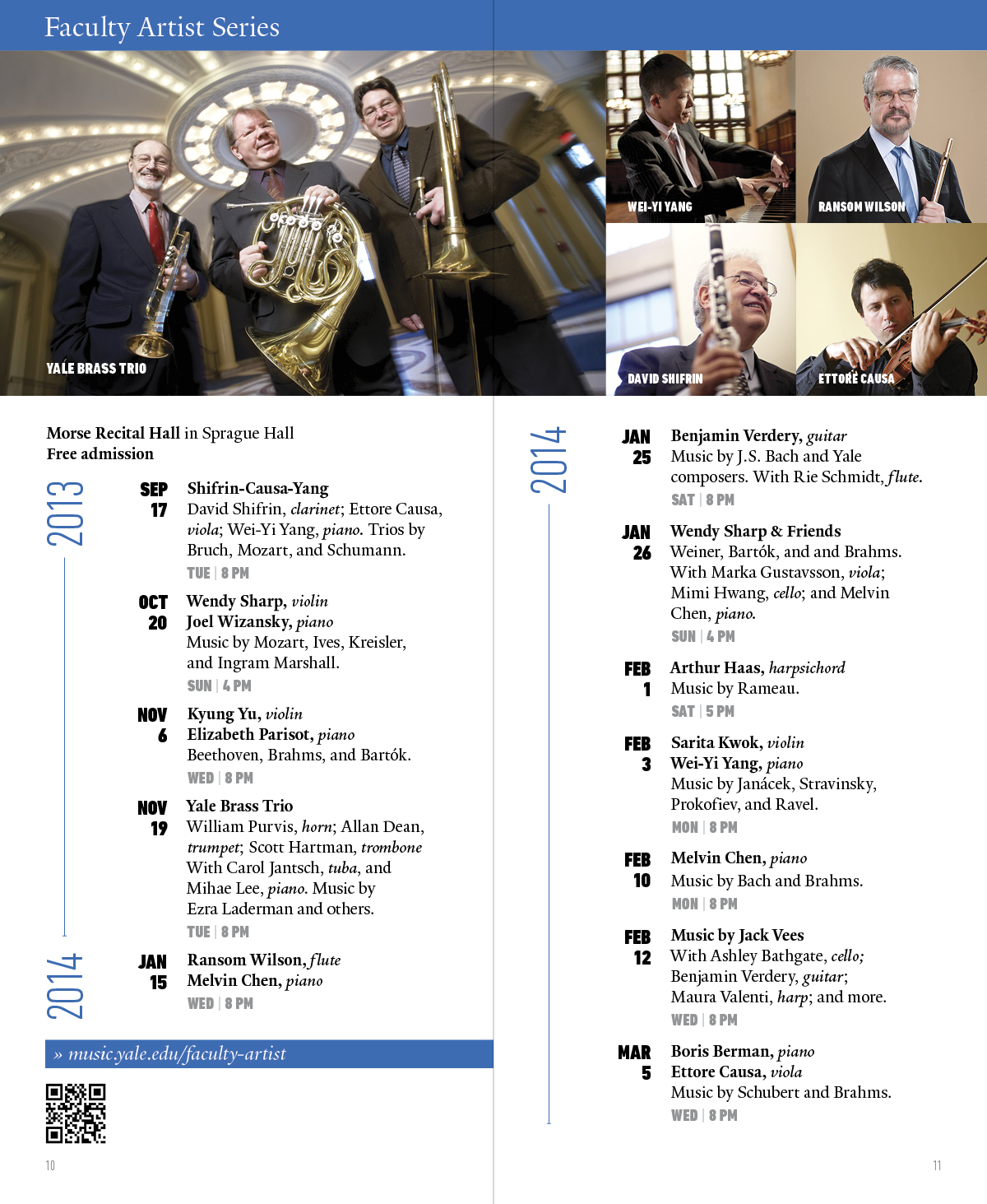 Music at Yale University Season Program / Schedule /Calendar by Granite Bay Graphic Design