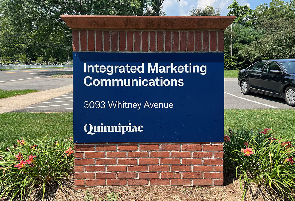 Quinnipiac University Wayfinding: Brick-Based “Integrated Marketing Communications” Building Identification Sign