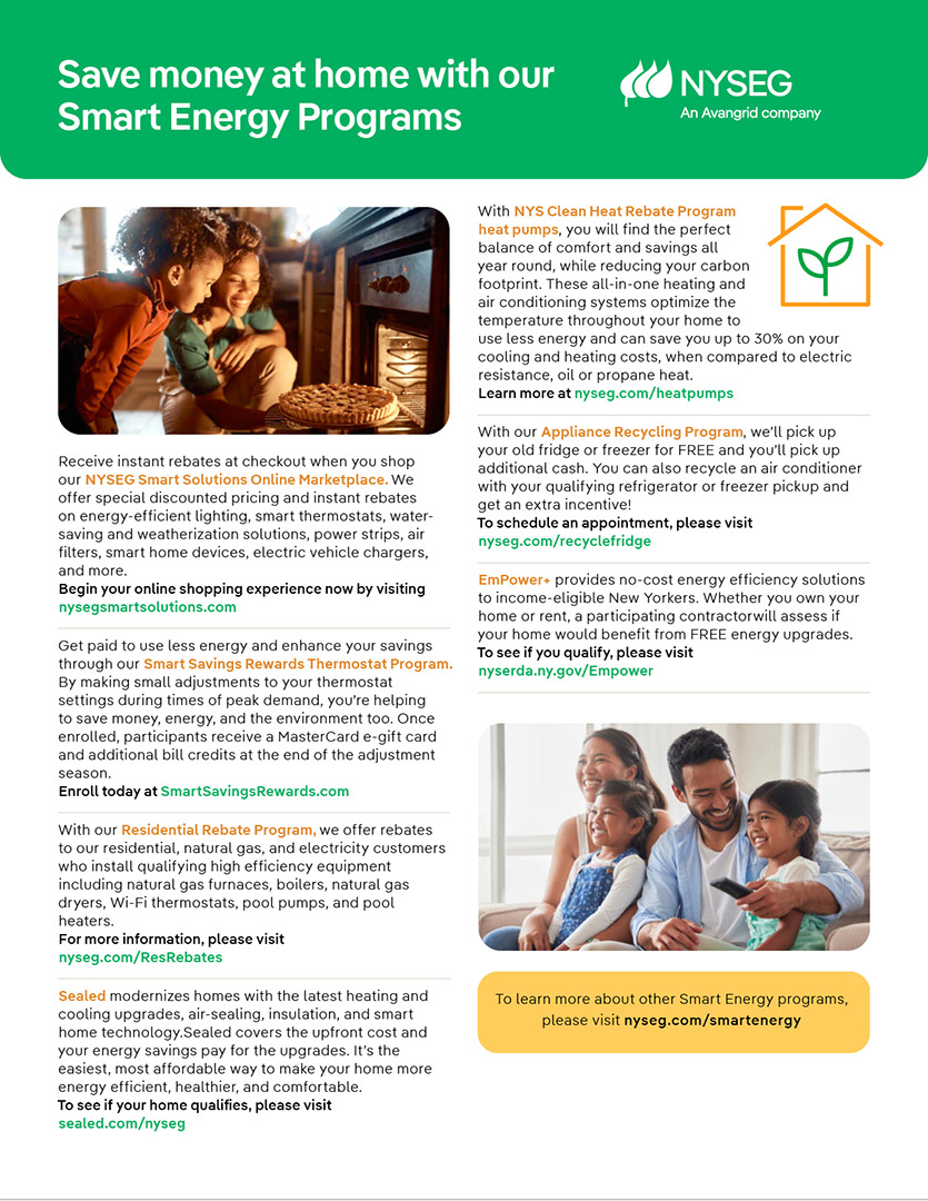 Save Money at Home With Our Smart Energy Programs NYSEG Avangrid Fact Sheet