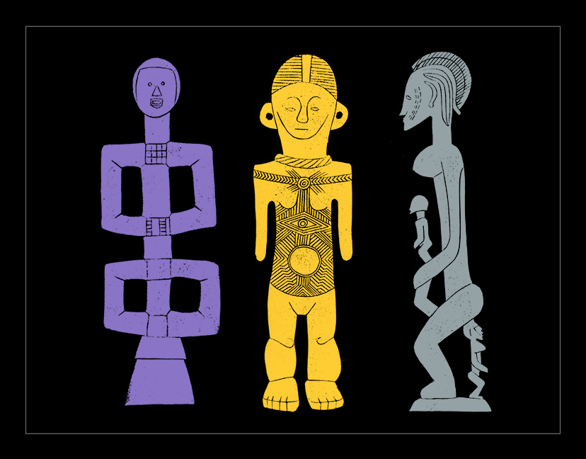 African Artwork on Granite Bay Graphic Design: Human Forms Group A