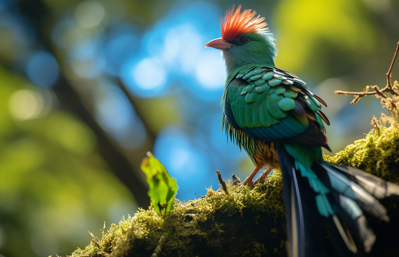 A Quetzal, one of the many bird species in Panama.