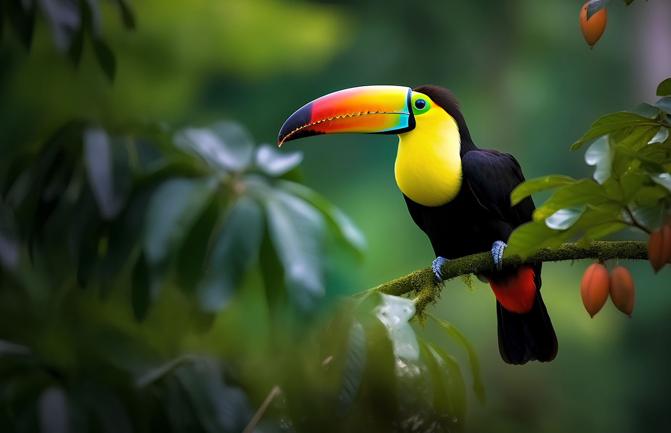 A Toucan, one of the many bird species in Panama.