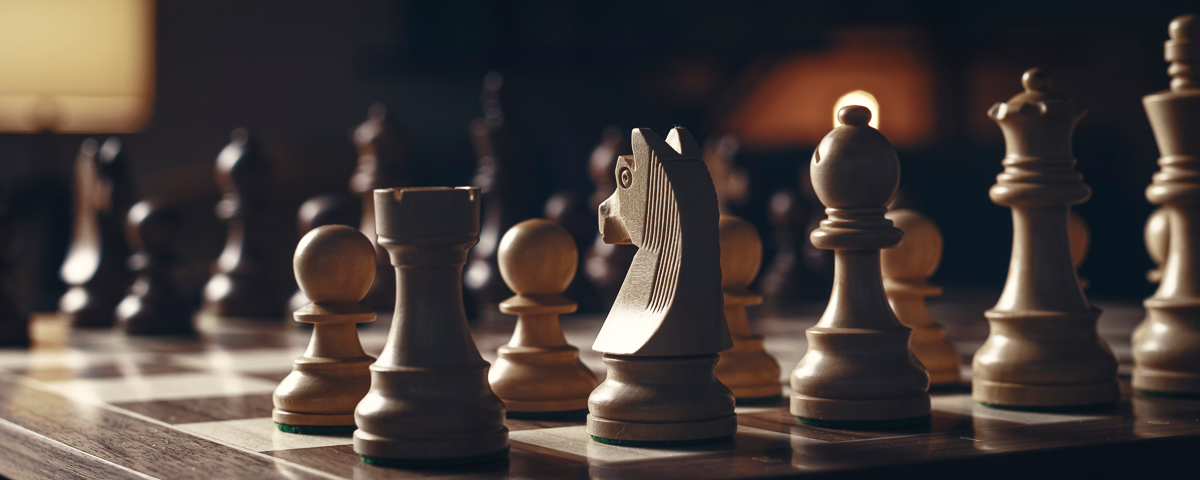 Chess pieces arranged on the chessboard