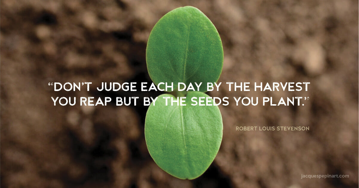 “Don’t Judge each day by the harvest you reap but by the seeds you plant.” Robert Louis Stevenson
