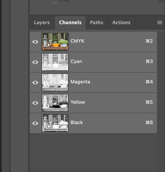 Touch Plate Demo: Adobe Photoshop Default CMYK Channels: Granite Bay Graphic Design