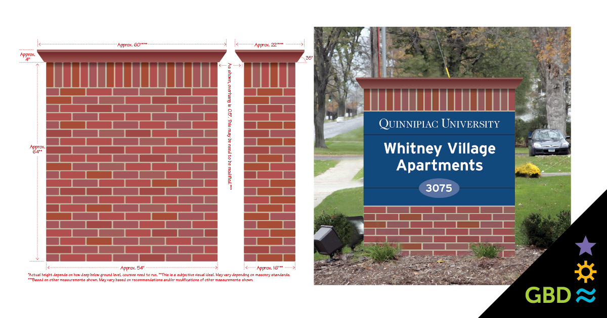 Quinnipiac University Exterior Brick-Based Building Identification Signs