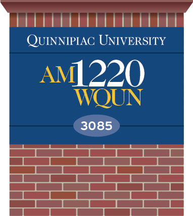 Quinnipiac University WQUN Brick Pedestal Sign by Granite Bay Graphic Design