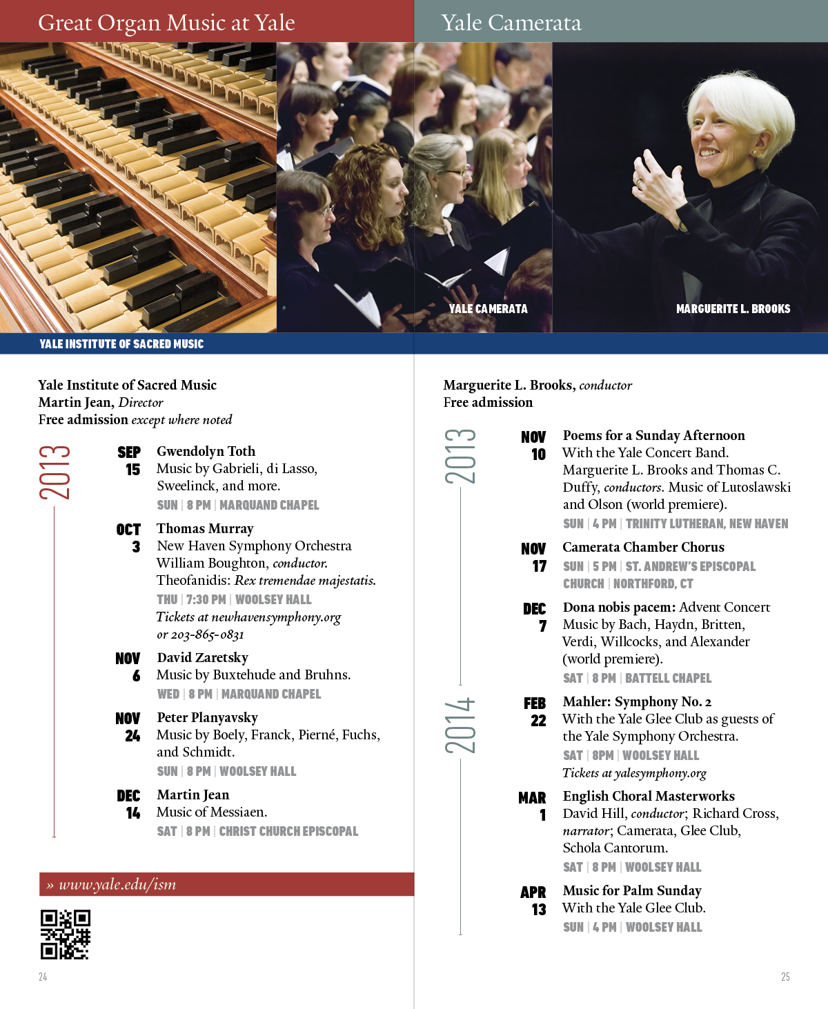 Music at Yale University Season Program / Schedule / Calendar by Granite Bay Graphic Design