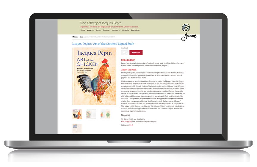 The Artistry of Jacques Pepin E-Commerce Website: Design, Development and Ongoing Maintenance and Updates by Granite Bay Design