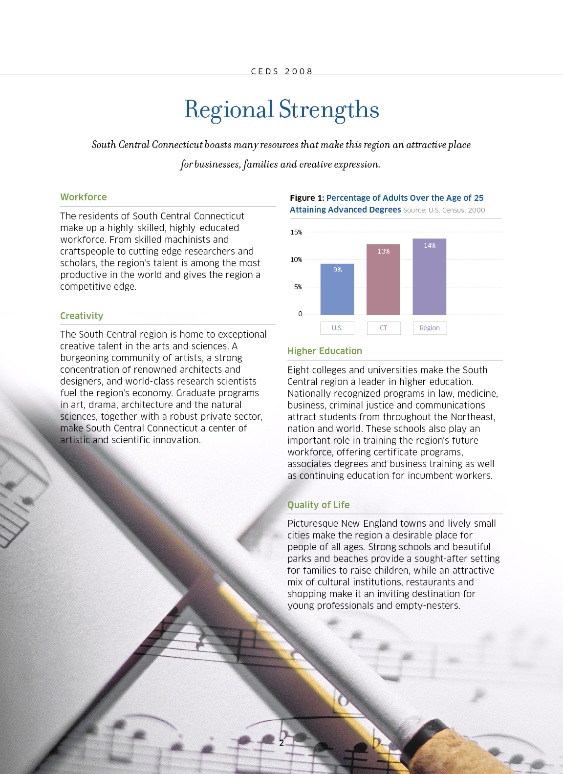 Sample Page for the Regional Growth Partnership (Connecticut) Brochure Design by Granite Bay Graphic Design