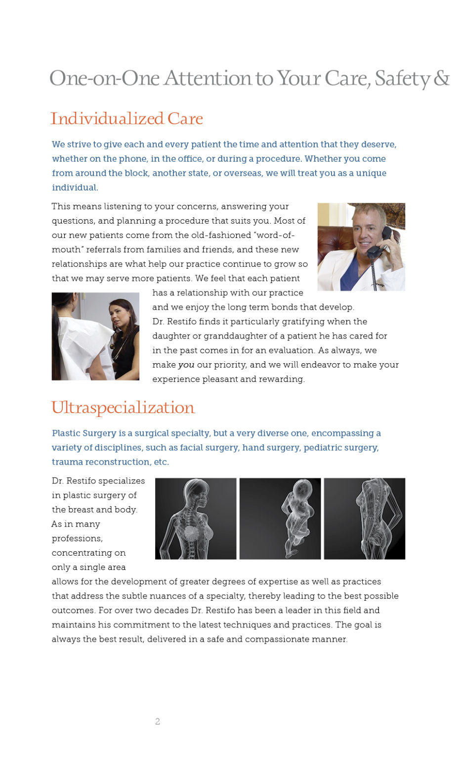 Restifo Plastic Surgery Brochure: Page Design by Paul Kazmercyk at Granite Bay Graphic Design