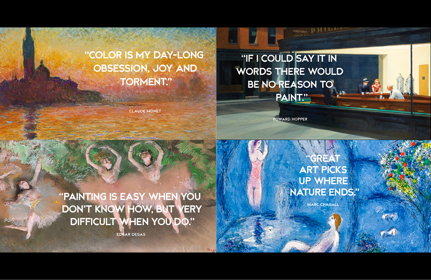 Art and Inspiration Quotations by Artists with Their Art
