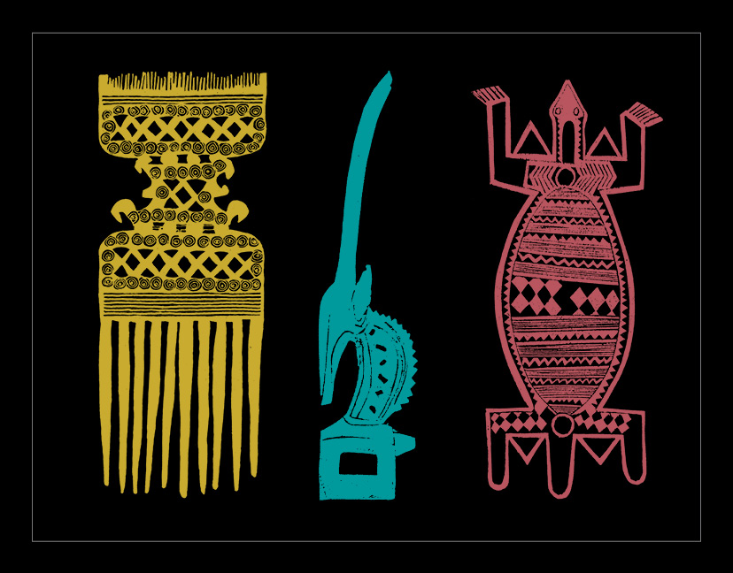 African Artwork on Granite Bay Graphic Design: Artifacts Group D