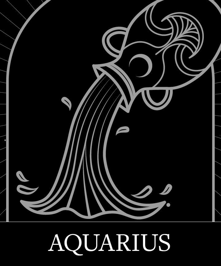 Aquarius Zodiac Astrology Sign on Granite Bay Graphic Design