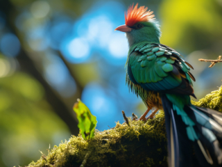 A Quetzal, one of the many bird species in Panama.